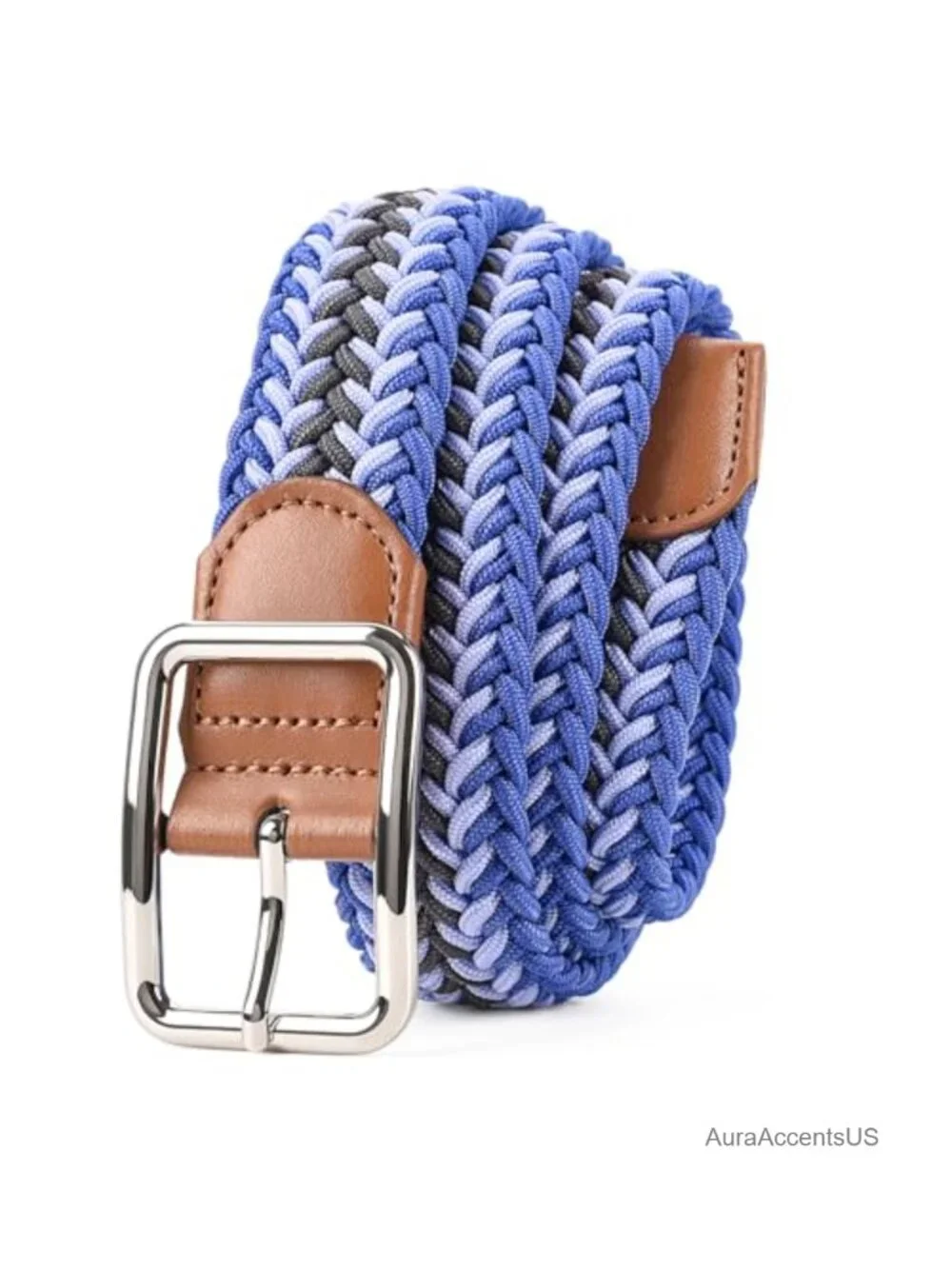 Men's Stretch Golf Belt with Metal Buckle, Adjustable No-Hole Waistband